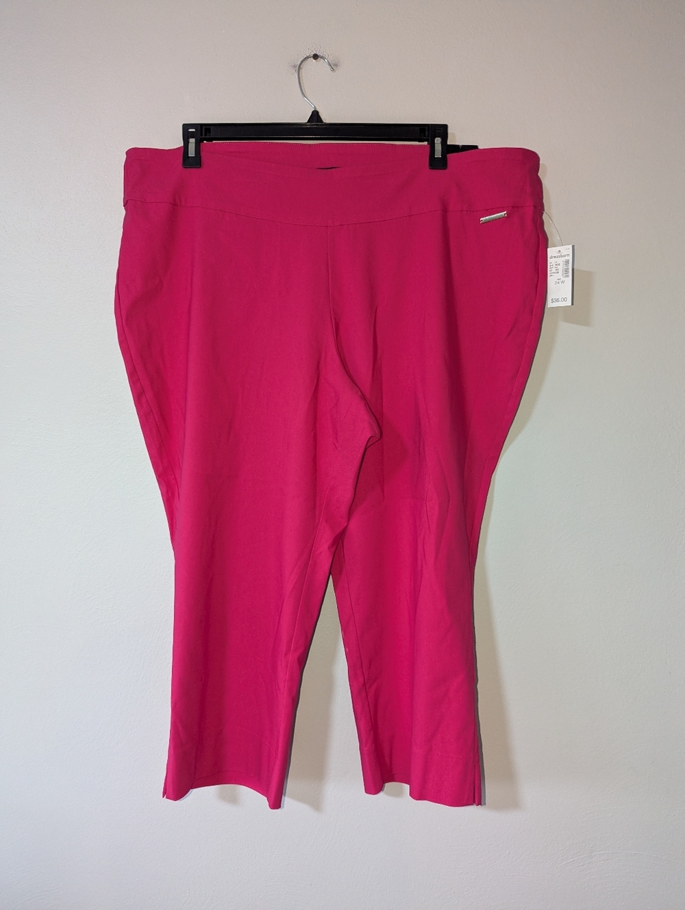 24W NWT Roz & Ali Hot Pink Classic Fit Pull On‎ Crop Pants